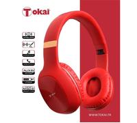 Casque sans fil rouge avec entrée care mémoire MICRO SD.