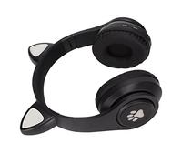 Casque sans Fil sur L'oreille, Oreilles de Chat Mignon Casque Bluetooth Casque Basse Lumière éblouissante Antibruit Doux Cache-Oreilles Basse Lampe Respiratoire Pliable, pour Les Cadeaux (Noir)