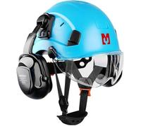 Mustbau Casque de Sécurité, Casques de Protection EN397 avec Coquilles Antibruit et Visière, 53 à 63 cm Tour de Tête Réglable, Matériau ABS Résistant Pour Hommes Femmes - Noir