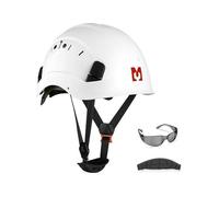 Casque Securite Mustbau EN397 Lunettes Antibuee ABS Reglable 53-63 cm Protection BTP Chantier Travaux - Blanc
