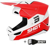 Casque SHOT FURIOUS BOLT avec lunettes miroir rouge brillant XL