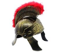 Casque Spartiate|Casque Spartiate Romain Halloween Chevalier Médiéval Vintage Rouillé Doré avec Peluches Rouges pour Adultes, Hommes Grec Ancien pour Cosplay Gladiateurs, Soldats, Combattants, Guerri