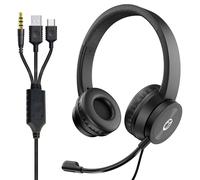 Casque Stéréo 3 En 1 USB/USB-C/3,5 Mm Avec Microphone À Perche Noir 24-1532