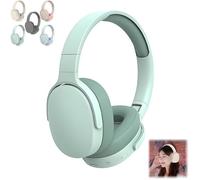 Casque stéréo Bluetooth bilatéral, cache-oreilles en mousse à mémoire de forme, pour la maison, le travail et les jeux (vert)