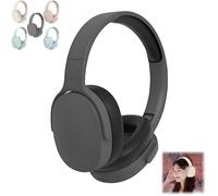 Casque stéréo Bluetooth bilatéral, cache-oreilles en mousse à mémoire de forme, pour la maison, le travail et les jeux (gris foncé)