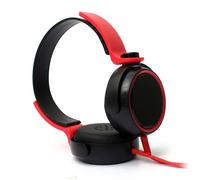 Casque stéréo coloré de 3,5 mm sur l'oreillette avec microphone, noir rouge