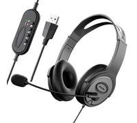 Casque stéréo pour centre d'appels avec microphone antibruit, compatible avec Zoom, Skype et Office Call Ce