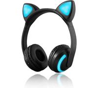 Casque Stéréo Sans Fil Bluetooth Avec Oreilles De Chat - 7 Couleurs De Lumière Led Clignotantes - Compatible Avec Smartphones Et Tablettes
