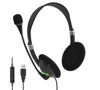 Casque stéréo USB filaire, avec microphone, pilote de 40 mm, écouteurs avec réduction du bruit, bandeau réglable et coussinets souples, contrôle du volume et du muet, compatible