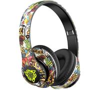 Casque style graffiti, super basses, autonomie de batterie 10 heures, cache-oreilles protéinés, Bluetooth 5.4 (A)