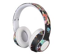 Casque Supra-auriculaire pour Ordinateur Portable PC Gaming, Casque Stéréo Bluetooth 5.1 Graffiti intégré avec Micro intégré, Casque Pliable sans Fil RGB Light Gaming
