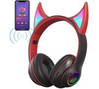 Casque supra-auriculaire sans fil , joueur Devil Cat Ear - Sur-auriculaire, écouteurs étudiants avec lumières respiratoires coloré