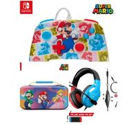 CASQUE SWITCH ROUGE ET BLEU - Manette SWITCH Mario Hero Reel Nintendo - Sacoche Switch- Mario- Color Splash Heroes