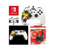 CASQUE SWITCH ROUGE NOIR + Manette filaire SWITCH MARIO Bob-omb Blast Officielle Nintendo Câble USB détachable