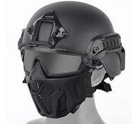 Casque Tactique Airsoft et Ensemble de Masques de Protection Faciale, avec Lunettes Anti-buée Amovibles, Casque Fast pour Paintball CS