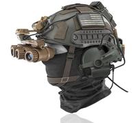 Casque Tactique Airsoft Rapide avec Casque de Communication Tactique/Lampe de Survie extérieure/Support NVG, Masque Facial Tactique Complet pour Les Sports de Plein air CS Game