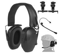 Casque Tactique C5 À Réduction de Bruit avec Amplification du Son du Micro Casque Antibruit Électronique Monté sur Casque Prise NATO TP120 for Le Tir et La Chasse(Black)