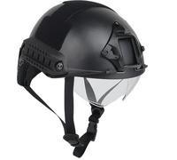 Casque Tactique Fast avec Lunettes de Protection CS War Game, Casques de Protection légers pour Cyclisme, Chasse en Plein air, équipement Airsoft (MH-BK)