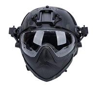 Casque Tactique PJ Airsoft Fast F22, Protection intégrale du Visage avec Masque et Lunettes détachables, Casque d'équitation d'extérieur.