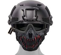 Casque Tactique PJ Airsoft Rapide/Crâne Pliable Masque Airsoft Lunettes Tactiques avec 3 Lentilles De Couleur/Convient pour CS/Chasse/Paintball/Tir