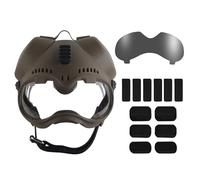 Casque Tactique pour Chien avec Lunettes et Protection Auditive - Casque K9 Réglable pour Berger Allemand, Malinois Belge et Berger Hollandais - Compatible avec Rail Picatinny(Brown)