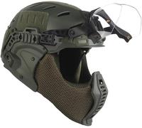 Casque Tactique Rapide Airsoft Masque Et Flip-Up Set De Lunettes Intégrées, Equipement De Protection Tactique Réglable Extérieur pour Chasse CS Paintball Airsoft Jeux