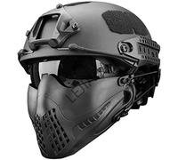 Casque Tactique Réglable Deux-en-Un Rapide, avec Demi-Masque Pliable Respirant Et Ensemble De Lunettes De Protection UV, Casque Rétractable