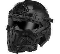 Casque Tactique Tout-en-Un avec Masque Intégral Airsoft, avec EcouteurTactique Intégré/Ventilateur Anti-Buée/Lunettes Coulissantes pour Visière Militaire CS Paintball, Chasse, Sports De Plein Air