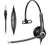 Casque Téléphone Portable avec Micro Anti-Bruit, Casque PC 3,5mm Professionnel pour Ordinateur, iPhone Samsung Smartphone, Skype, Bureau Business, Centre d'Appel, Conversation Claire, Confortable