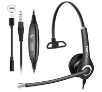 Casque Téléphone Portable avec Micro Anti-Bruit, Casque PC 3,5mm USB C Professionnel pour Ordinateur, iPhone Samsung Smartphone, Skype, Bureau Business Centre d'Appel, Conversation Claire, Confortable
