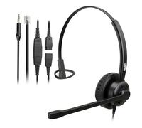 Casque Téléphonique avec Micro Antibruit pour Bureau Centre d'appel, Mono Oreillette avec Prise RJ9 pour Téléphone Fixe Avaya Polycom Nortel, avec Connecteur 3,5 mm pour Téléphone Portable et PC