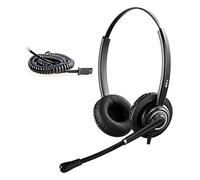 Casque Téléphonique Binaural Filaire RJ9 avec Micro antibruit pour Panasonic Snom Grandstream Htek Yealink