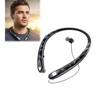 Casque tour de cou Bluetooth sans fil rétractable avec micro, casque tour de cou 18 h Playbac, pour la course, la gym, le travail, les voyages