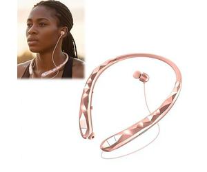 Casque tour de cou Bluetooth sans fil rétractable avec micro, casque tour de cou 18 h Playbac, pour la course, la gym, le travail, les voyages
