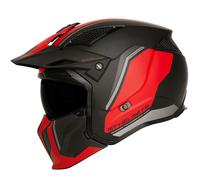 Casque Trial MT Streetfighter SV Twin C5 Noir Mat-Rouge L Simple ECRAN Transparent Transformable avec MENTONNIERE Amovible (Livre avec Un ECRAN SUPPLEMENTAIRE Miroir) (ECE 22.06)