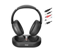 Casque TV sans Fil, 2.4G et Bluetooth 5.3 Technologie bi-Mode Casque TV pour Personnes Âgées, Auriculaire sans Retard de Synchronisation, avec Base émettrice, Support Fibre Optique/USB/RCA/BT