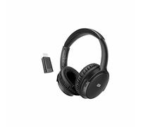 Casque TV sans fil avec dongle USB 2.4 Ghz, conception circum-aural réglable et pliable, coloris noir