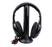 Casque TV sans Fil MH2001 pour Regarder la télévision avec Casque -auriculaire sans Fil avec Prise FM / 3,5 mm pour Regarder la télévision, Jouer sur Ordinateur, Plug and Play (Black, 25cm)