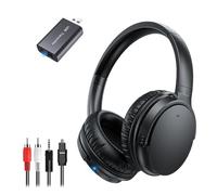 Casque TV Sans Fil pour Personnes Âgées, AptX Faible Latence, Un Bouton Casque Over-Ear avec Émetteur USB (Optique/RCA/AUX/USB), Plus Fort & Plus Clair pour Malentendants, 20H d'Autonomie, Plug & Play