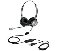 Casque USB avec microphone suppression du bruit et contrôle du volume, casque d'ordinateur avec microphone de reconnaissance vocale pour les téléphones UC professionnels, Skype Lync Conférence en