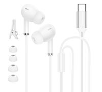 Casque USB C avec microphone et puce DAC - Écouteurs intra-auriculaires filaires de type C avec câble tressé, basses stéréo HiFi et appels clairs pour iPhone 17/16/15, Samsung Galaxy S26/S25 Ultra