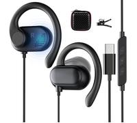 Casque Usb C Ouvert Pour Samsung S25 S24 Ultra S23 Fe S22 A56 A36 Écouteurs De Sport Filaires De Type C Avec Crochets Noir
