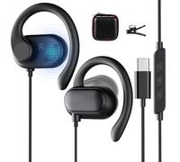 Casque USB C ouvert pour Samsung S25 S24 Ultra S23 FE S22 A56 A36, écouteurs de sport filaires de type C avec crochets d'oreilles réglables pour iPhone 16 16E Pro Max Plus iPad 10 11 Pixel 9 9a 8