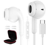 Casque USB C pour iPhone 17 Pro Max, Microphone et Contrôle du Volume Écouteurs Intra-Auriculaires pour iPhone 16 15 Plus pour Samsung S25 S24 S23 A56 A16 pour Google Pixel 10 9 8 7 pour Xiaomi Blanc