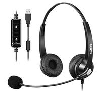 Casque USB PC avec Micro Antibruit et Commandes Audio pour Business Bureau | Oreillette PC Stéréo pour Ordinateur Skype UC Lync Softphone Centre d'appels, Conversation Claire, Super Léger, Ultra Confort