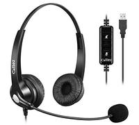Casque USB PC avec Micro Antibruit, Micro-Casque PC Filaire, Oreillette USB Stéréo pour Ordinateur Bureau Business Skype UC Lync Softphone Centre d'appels, Conversation Clair, Ultra Léger et Confort