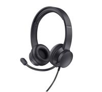 Trust Casque USB avec Micro Léger on Ear, Arceau Réglable, Microphone Flexible, Câble 1,8 m, Casque Audio PC Filaire pour Ordinateur Portable Bureau Teletravail Chat Zoom Teams - Noir