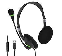 Casque USB pour ordinateur avec microphone à réduction de bruit, casque réglable confortable, casque supra-auriculaire avec microphone antibruit et port USB avec réduction du bruit.