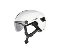 ABUS Casque urbain HUD-Y ACE — visière, feu LED arrière magnétique rechargeable — L (57-61 cm) Blanc
