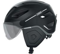 ABUS Casque Pedelec 2.0 ACE – urbain avec feu arrière, visière, bonnet de pluie – Noir